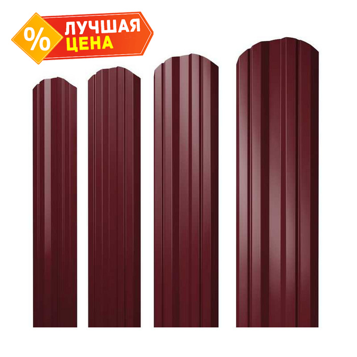 Штакетник Twin фигурный Grand Line 0,5 Velur RAL3005 Красное Вино