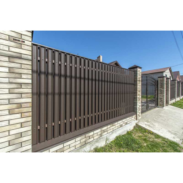 Штакетник М-образный А Grand Line 0,5 GreenCoat Pural BT, matt RR 32 Темно-Коричневый - фото №2